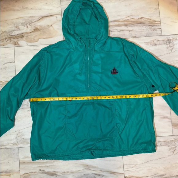 Vintage Izod Teal Windbreaker Pullover Jacket 2X Big Half Zip Nylon - Picture 5 of 9